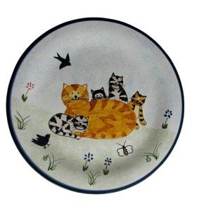 Creatively Yours Cat Kitten Hand Painted Karen De Alwis Plate Platter Calico Pet